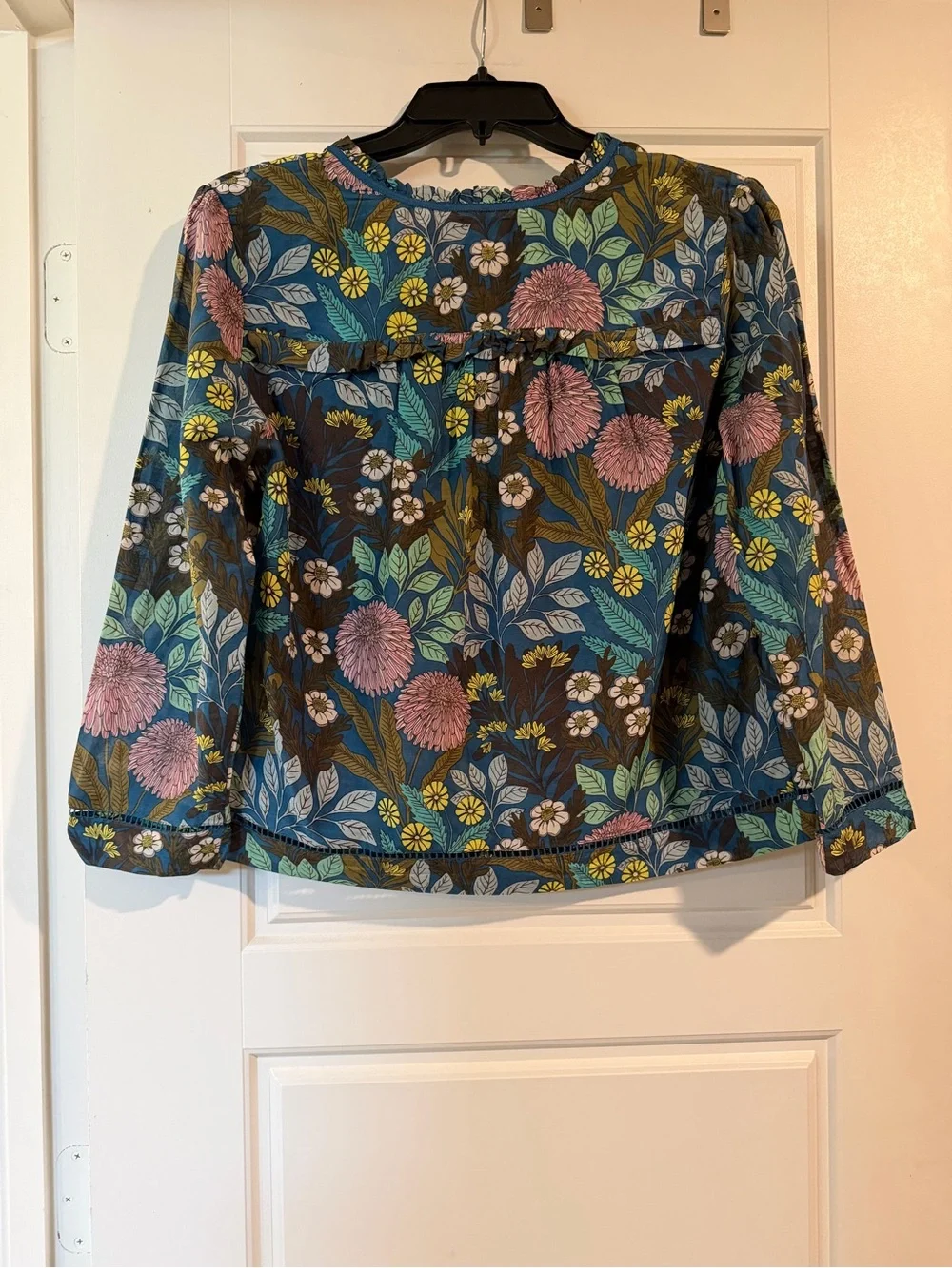 J Crew | Abigail Borg Floral Tie-Neck Long Sleeve Semi Sheer Prairie Top| Sz XS